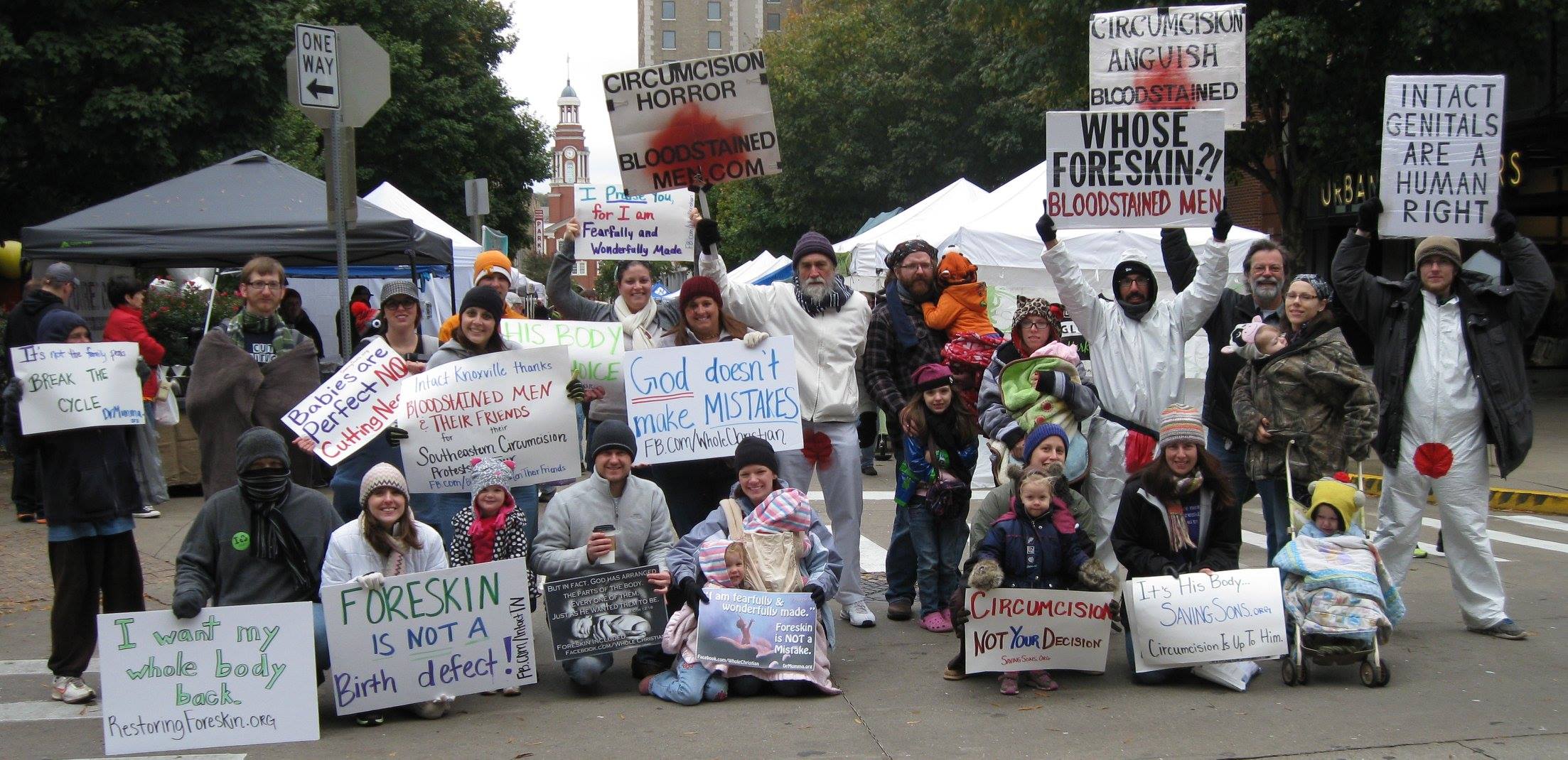 The first group shot of intactivists protesting against male infant circumcision