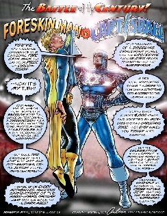 Foreskin Man versus Captain Israel comic book cover