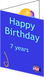 Birthday card saying: Happy seventh birthday, Restoring Foreskin.org