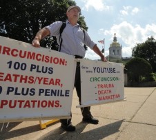 Randy Delaware demonstrates against male infant circumcision